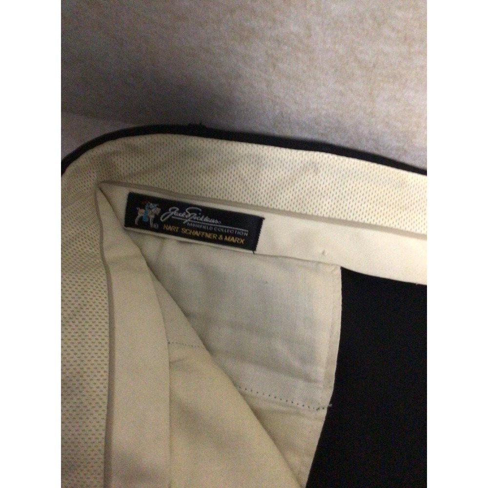 Jack Nicklaus Hart Schaffner Marx Black Pleated Wool Blend Dress Pants Mens 40 - Picture 2 of 7